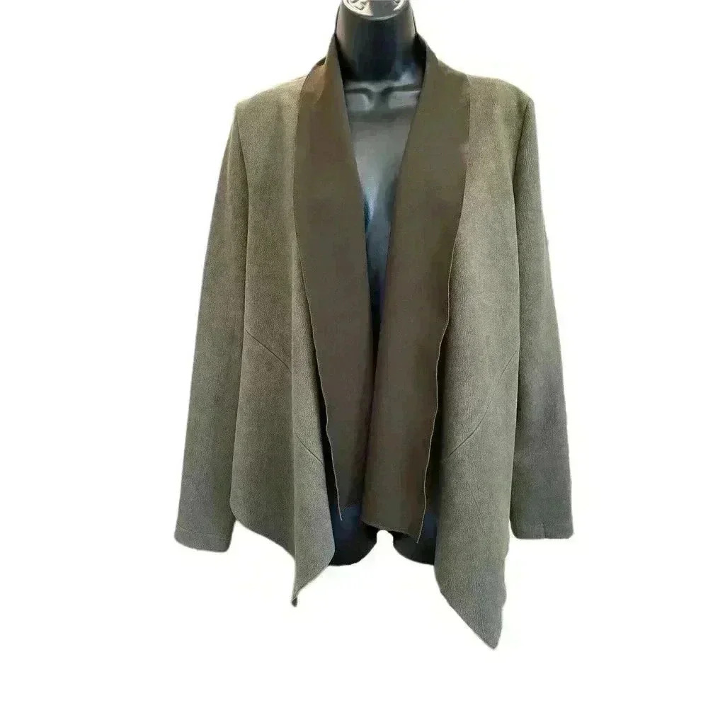DOLCE CABO Green Faux Suede Cardigan Blazer - size Medium